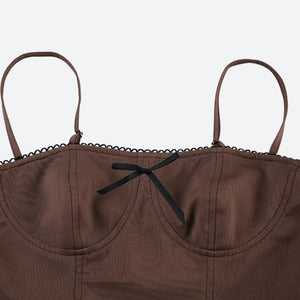 Y2K Bow Pleated Mini Dress view 4 | MAUVSTUDIO®