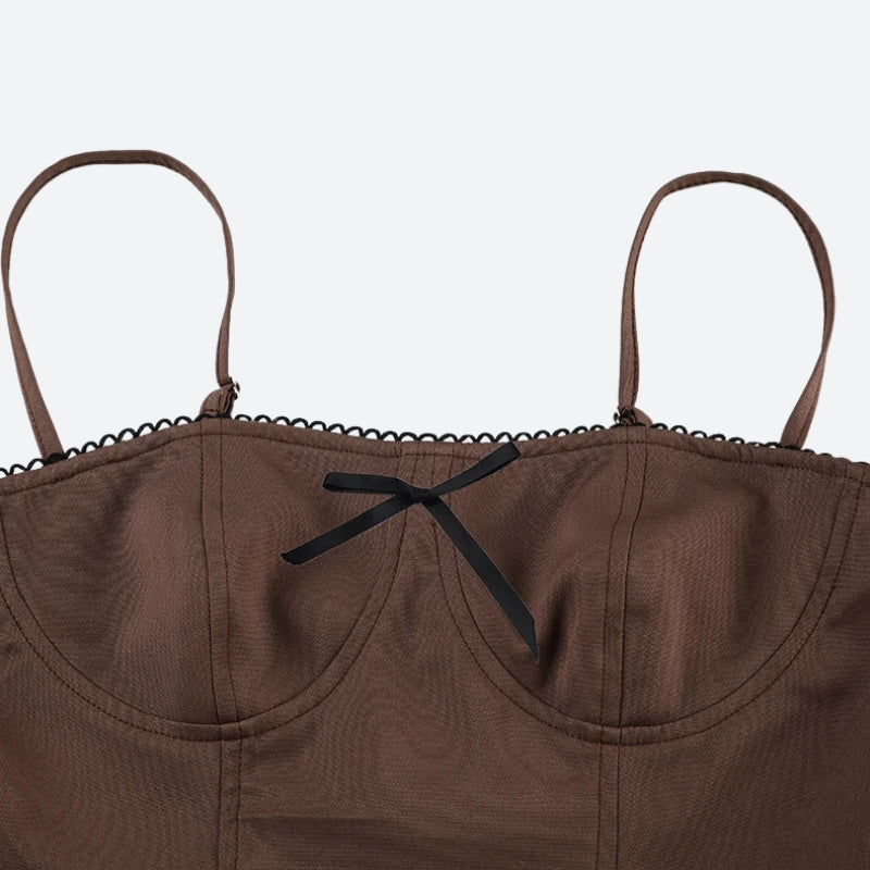 Y2K Bow Pleated Mini Dress view 4 | MAUVSTUDIO®