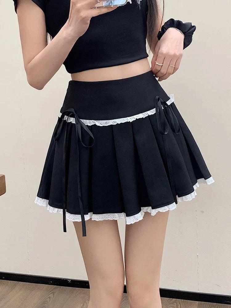 , Y2K skirt styled with a crop top