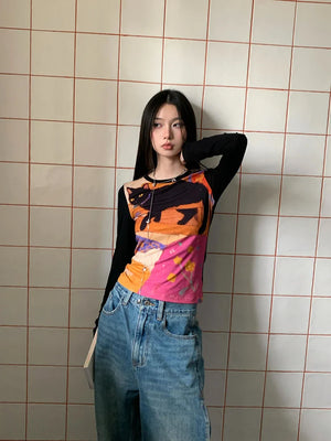 Y2K Cat Graphic Top – MAUVSTUDIO®