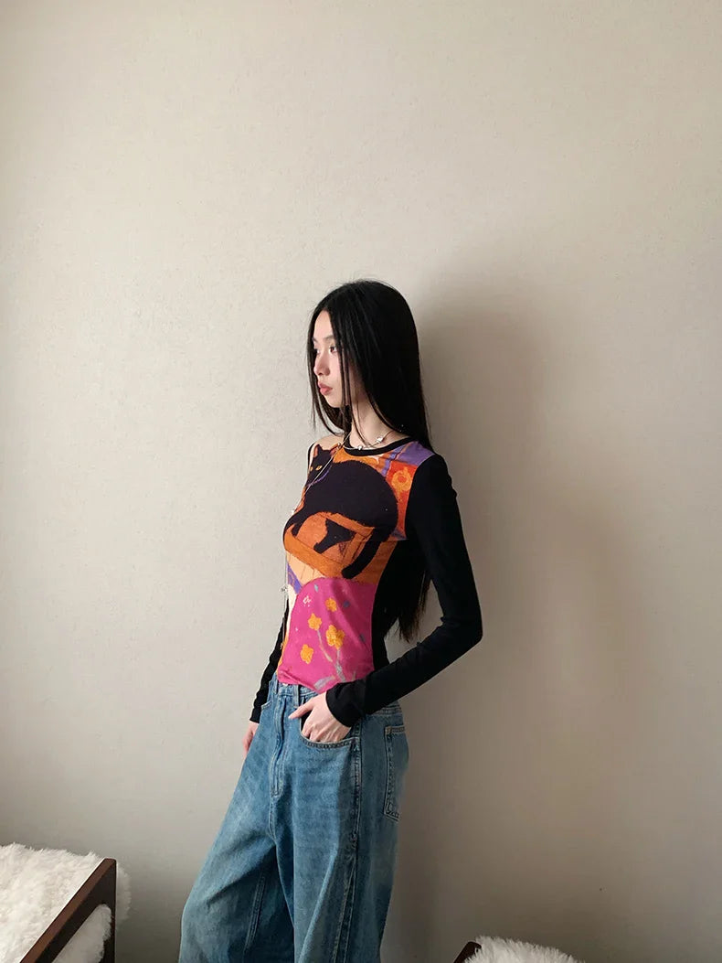 Y2K Cat Graphic Top – MAUVSTUDIO®