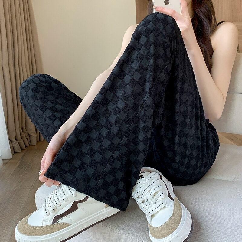 Y2K Checkered Sweatpants-Mauv Studio