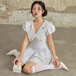 Y2K Chelsea Collar Mini Dress view 2 | MAUVSTUDIO®