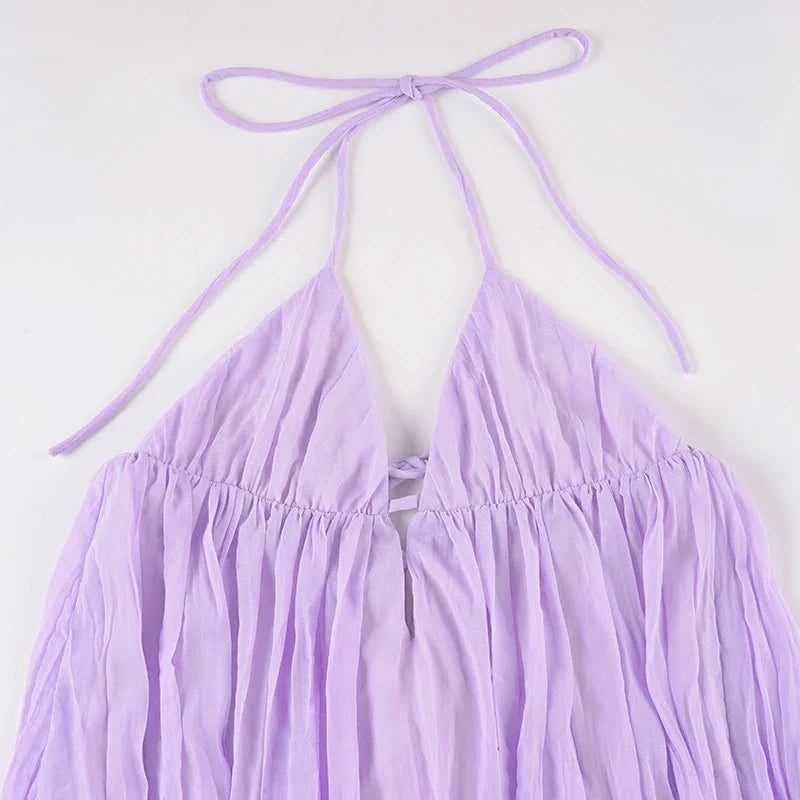 Y2K Chiffon Babydoll Mini Dress view 5 | MAUVSTUDIO®
