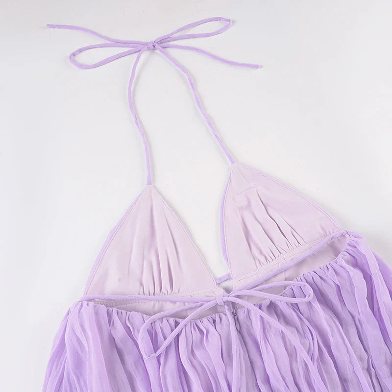 Y2K Chiffon Babydoll Mini Dress view 6 | MAUVSTUDIO®