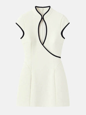 Y2K Contrast Trim Mini Dress view 3 | MAUVSTUDIO®
