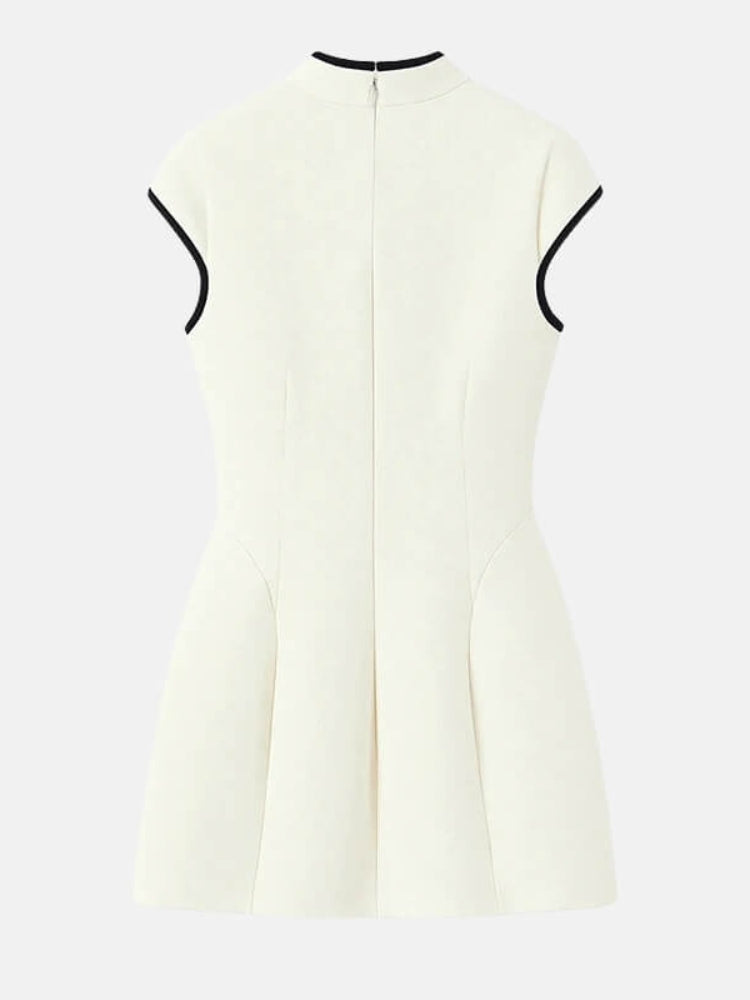 Y2K Contrast Trim Mini Dress view 4 | MAUVSTUDIO®