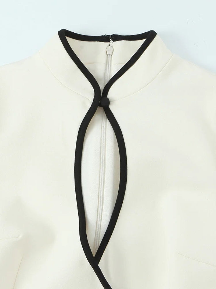 Y2K Contrast Trim Mini Dress view 5 | MAUVSTUDIO®