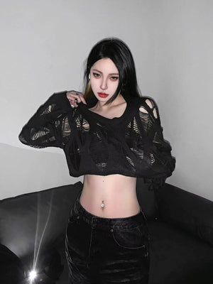 Y2K Crochet Crop Sweater