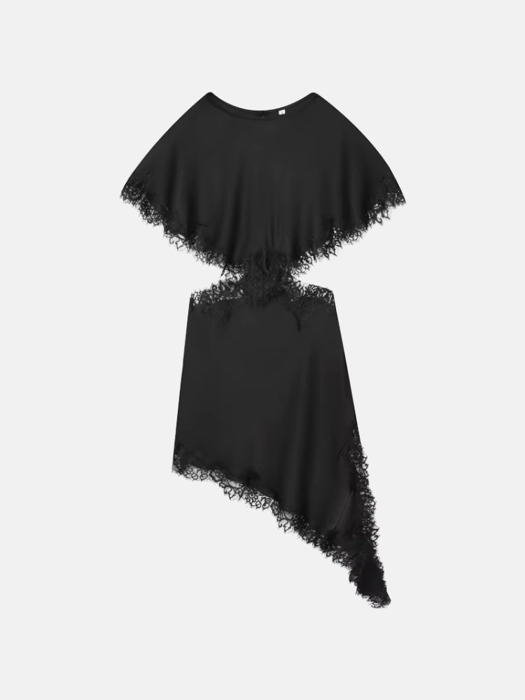 Y2K Cut Out Lace Trim Midi Dress view 5 | MAUVSTUDIO®