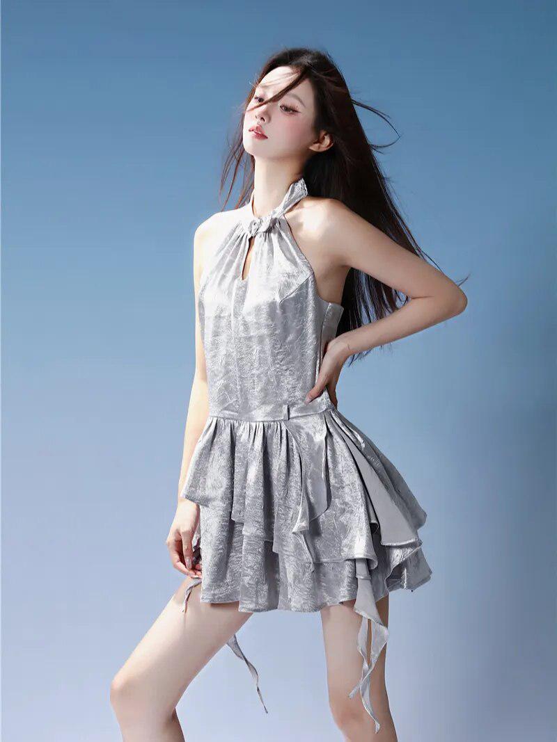 Y2K Cyber Halter Neck Mini Dress MAUVSTUDIO Y2K Cyber Halter Neck Mini Dress MAUVSTUDIO