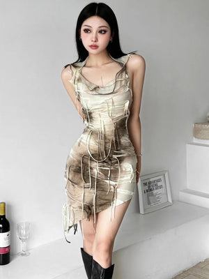 Y2K Cyber Hooded Mini Dress view 2 | MAUVSTUDIO®