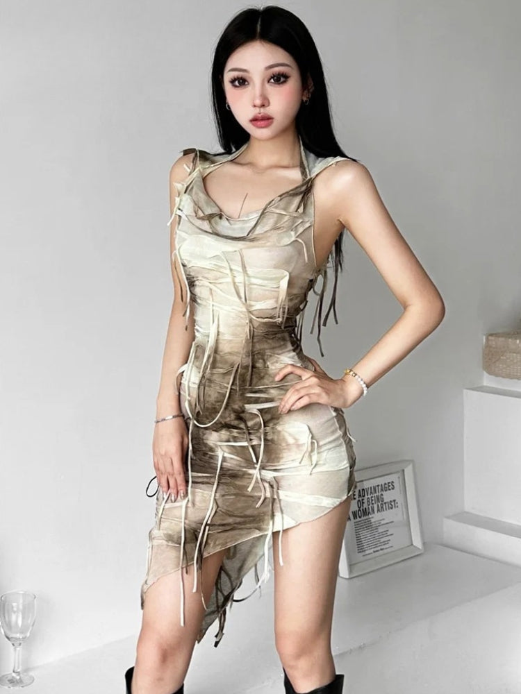 Y2K Cyber Hooded Mini Dress view 4 | MAUVSTUDIO®
