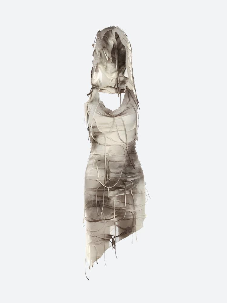Y2K Cyber Hooded Mini Dress view 5 | MAUVSTUDIO®