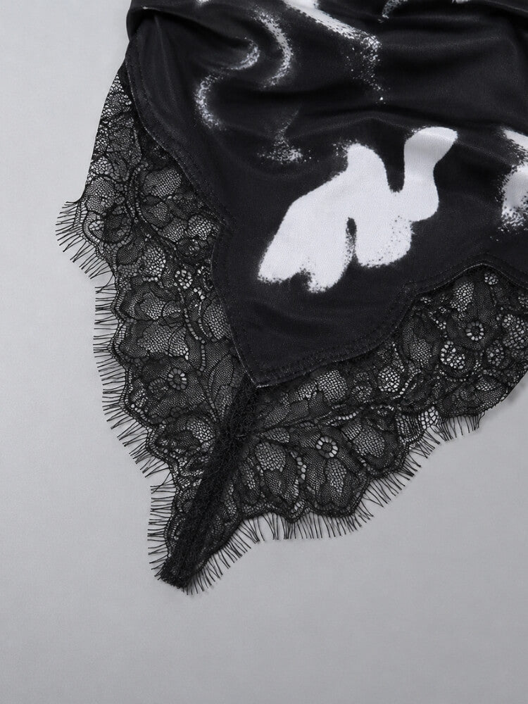 Y2K Cyber Lace Top with lace trim, Y2K halter top styled with low rise bottoms