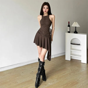 Y2K Cyber Ruched Mini Dress view 2 | MAUVSTUDIO®