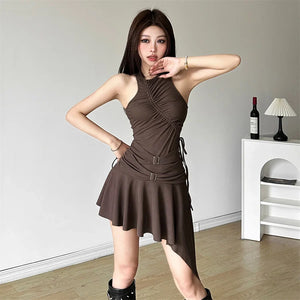 Y2K Cyber Ruched Mini Dress view 3 | MAUVSTUDIO®