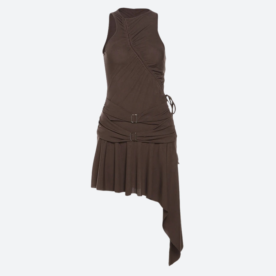 Y2K Cyber Ruched Mini Dress view 4 | MAUVSTUDIO®