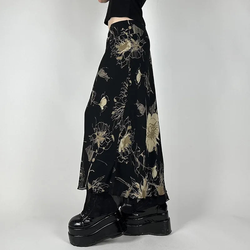 , Y2K skirt styled with a crop top