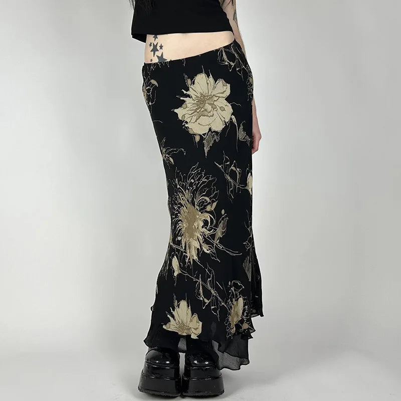 , Y2K skirt styled with a crop top