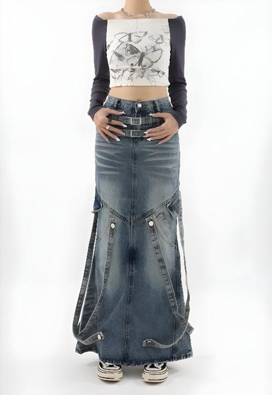Y2K Denim Maxi Skirt – MAUVSTUDIO®