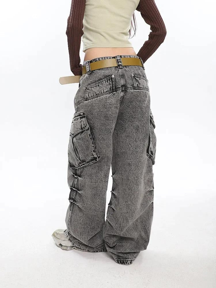 Y2K Distressed Big Pockets Cargo Jeans – MAUVSTUDIO®