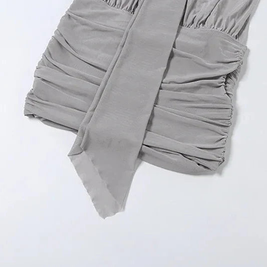 Y2K Draped Strapless Mini Dress view 7 | MAUVSTUDIO®