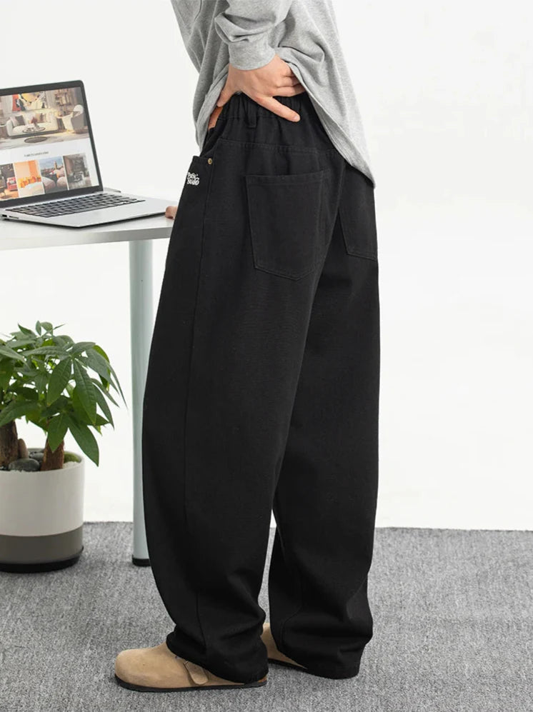 Y2K Embroidered Black Baggy Jeans