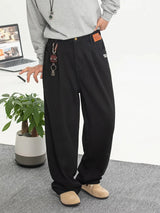 Y2K Embroidered Black Baggy Jeans