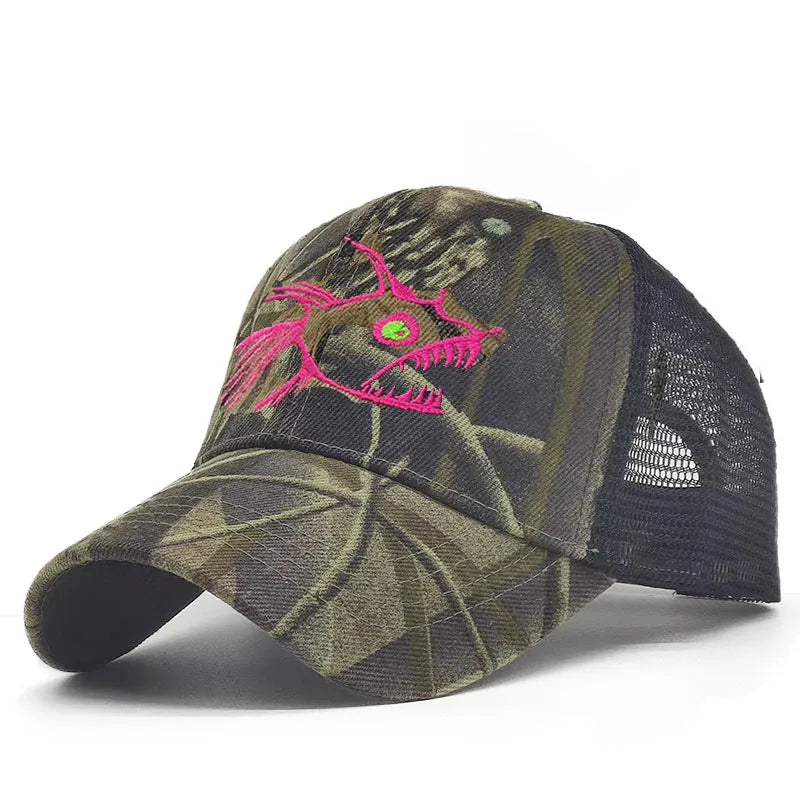 Y2K Embroidered Fish Bone Camo Baseball Cap – MAUVSTUDIO®