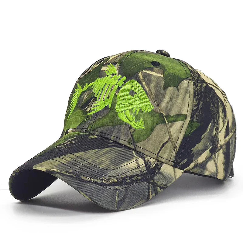 Y2K Embroidered Fish Bone Camo Baseball Cap – MAUVSTUDIO®
