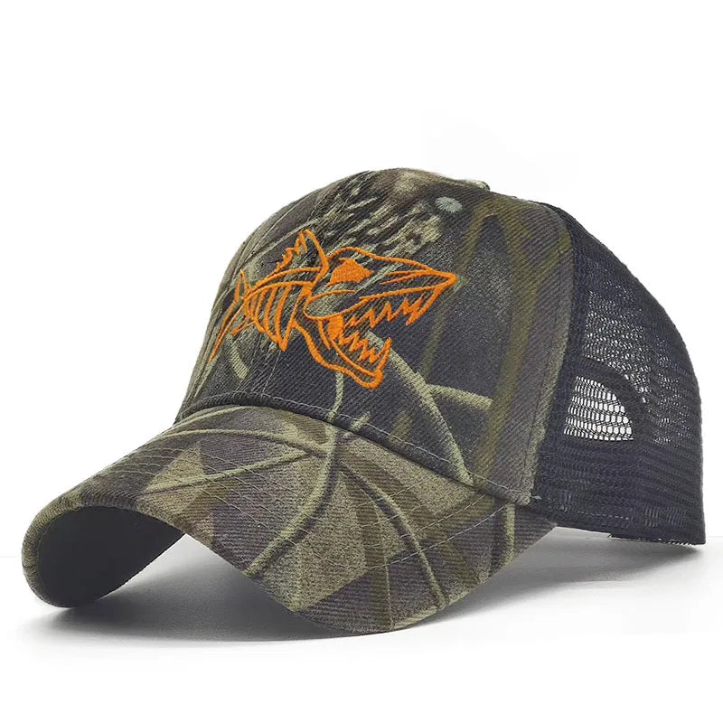 Y2K Embroidered Fish Bone Camo Baseball Cap – MAUVSTUDIO®