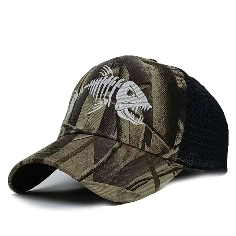 Y2K Embroidered Fish Bone Camo Baseball Cap – MAUVSTUDIO®