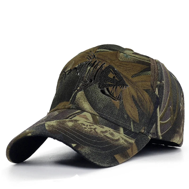 Y2K Embroidered Fish Bone Camo Baseball Cap – MAUVSTUDIO®