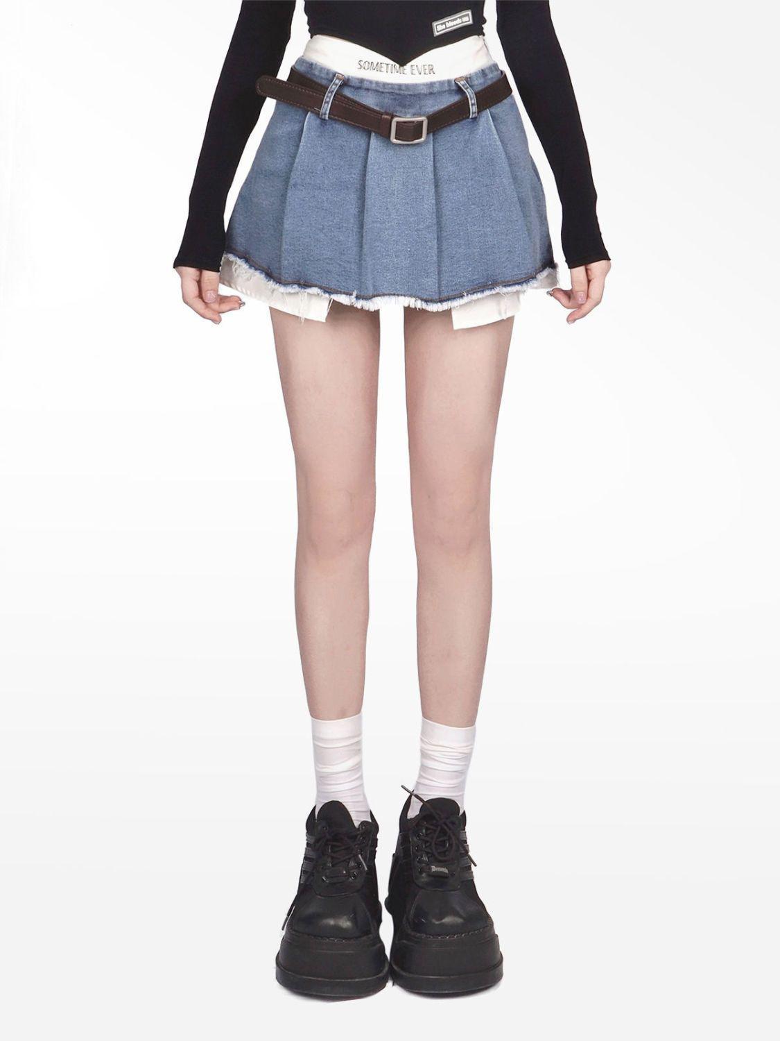 Y2K Fake Two Piece Pleated Mini Skirt-Mauv Studio