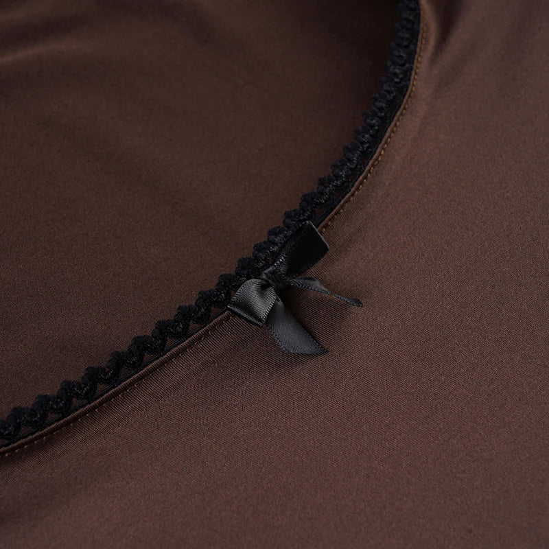 Y2K Fitted Flare Sleeve Top with ribbed knit, Y2K long sleeve top styled with low rise bottoms