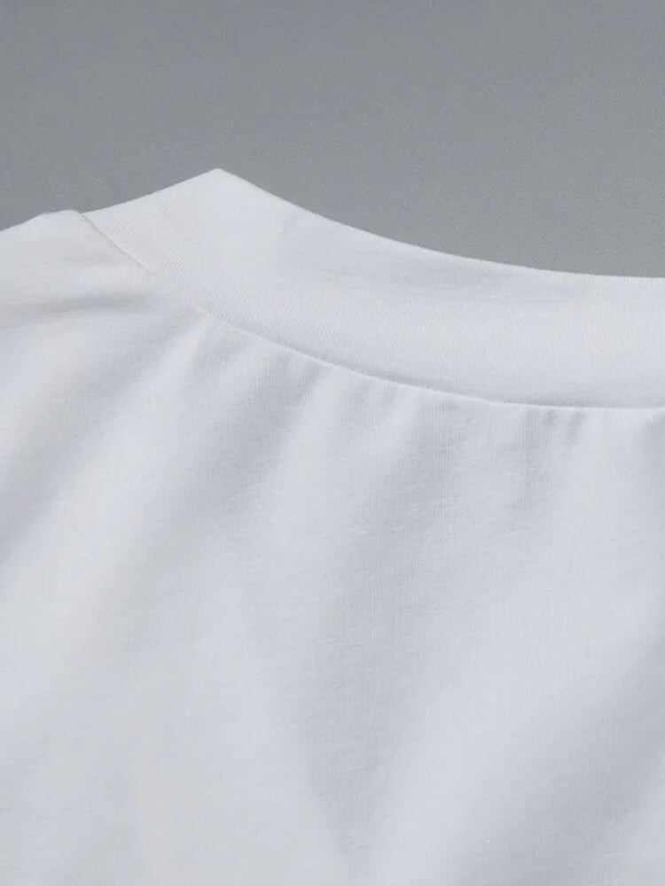 Y2K Fitted V Neck Tee with fitted cut, Y2K tee styled with low rise bottoms