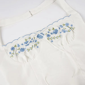 Y2K Floral Halter Corset Top with scalloped edges, Y2K corset styled with low rise bottoms