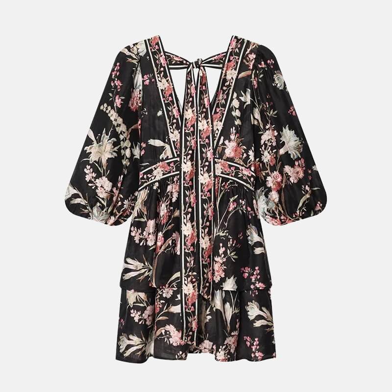 Y2K Flowy Tiered Mini Dress view 9 | MAUVSTUDIO®