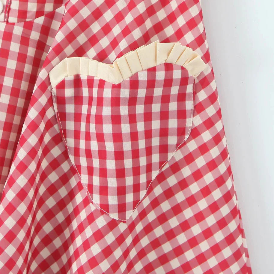 Y2K Gingham Halter Mini Dress view 6 | MAUVSTUDIO®