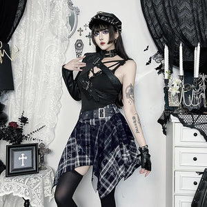 , Y2K skirt styled with a crop top