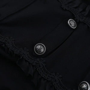 Y2K Goth Button Top with lace trim, Y2K long sleeve top styled with low rise bottoms