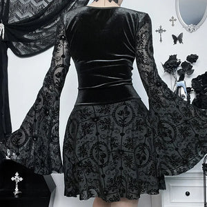 Y2K Goth Corset Lace Mini Dress view 2 | MAUVSTUDIO®