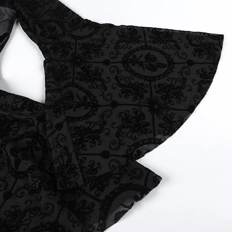 Y2K Goth Corset Lace Mini Dress view 7 | MAUVSTUDIO®