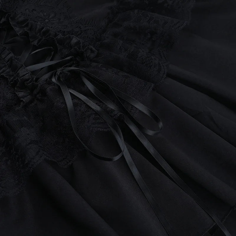 Y2K Goth Corset Layered Mini Dress view 7 | MAUVSTUDIO®
