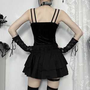 , Y2K skirt styled with a crop top