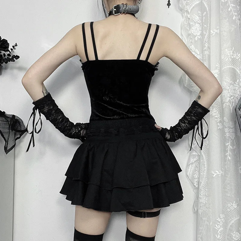 , Y2K skirt styled with a crop top