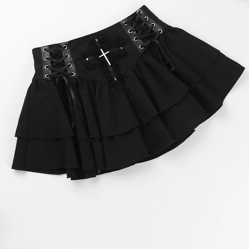 , Y2K skirt styled with a crop top