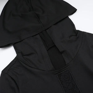 Y2K Goth Cross Hooded Maxi Dress view 5 | MAUVSTUDIO®