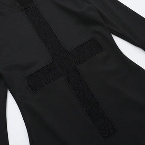 Y2K Goth Cross Hooded Maxi Dress view 6 | MAUVSTUDIO®